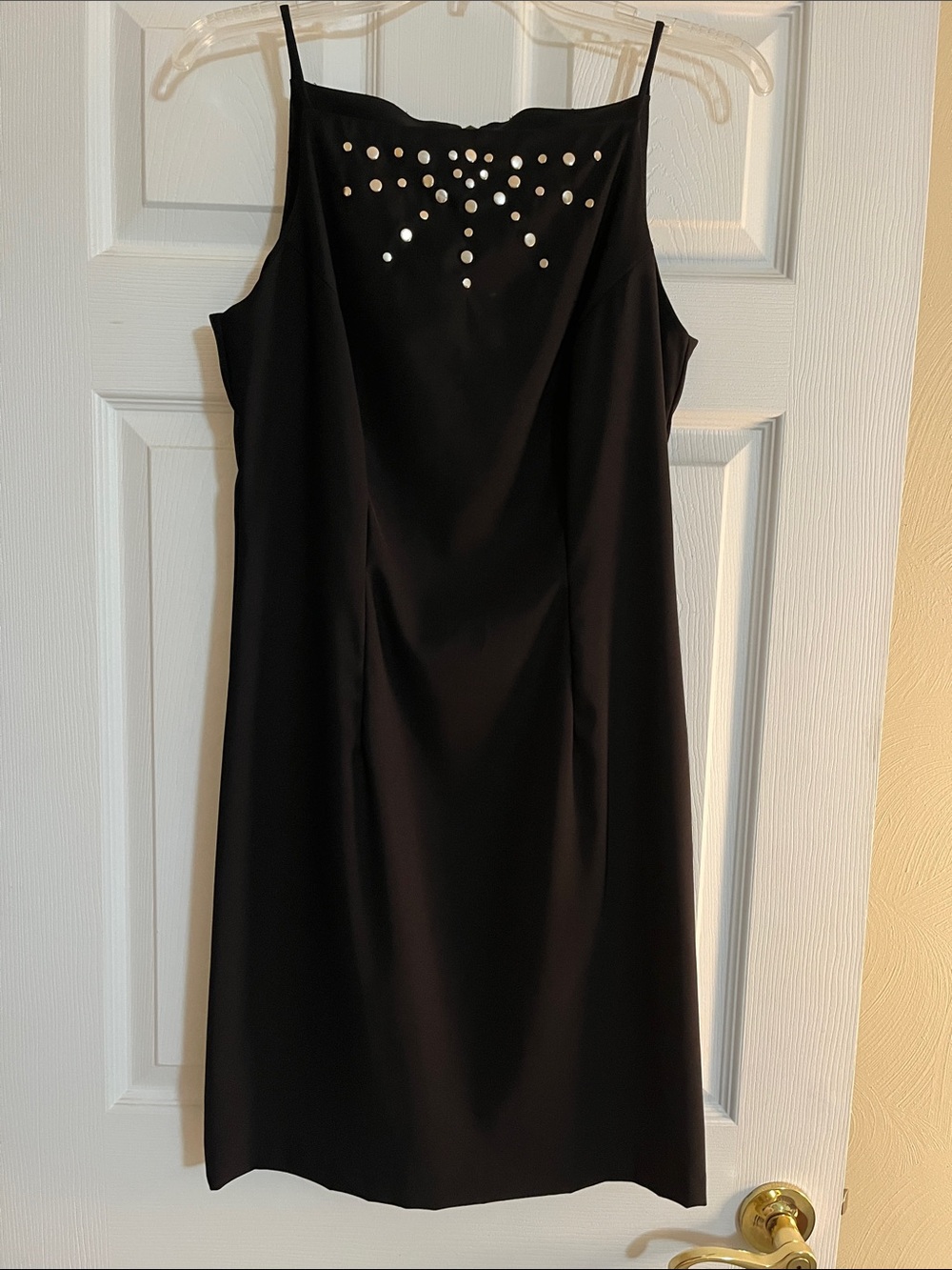 CDC Black Midi Slip Dress with Silver Stud Accents